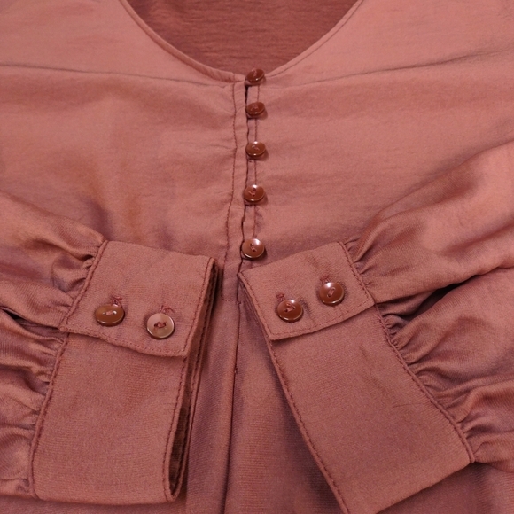 Valette Blouse Women's Marsala Red V-Neck Longsleeve Top Blouse Size Large - Picture 8 of 10